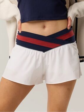 Aerie OFFLINE Real Me Crossover Flowey Shorts NWT Medium White Athletic Preppy